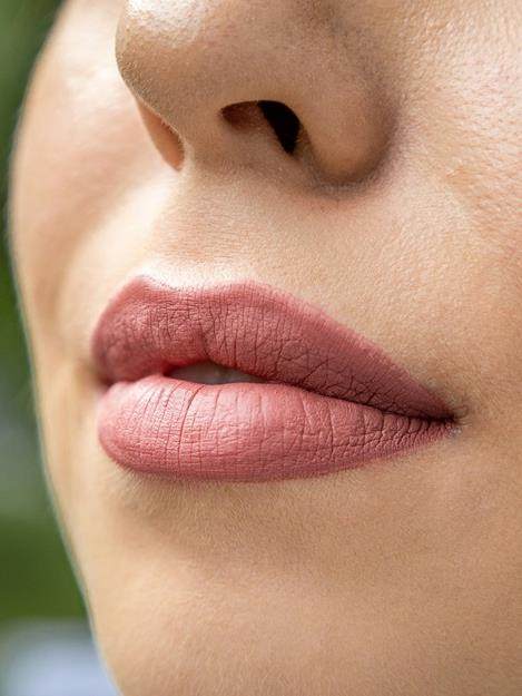 Close up of lips with lipstick on