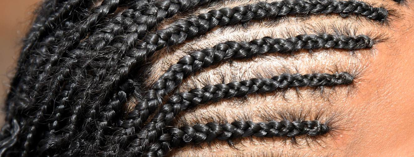 Close up on cornrows