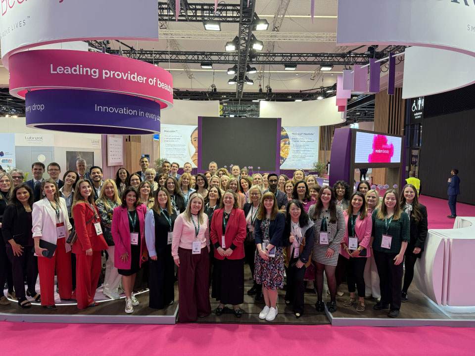 Group shot showing all the attendees from Croda Beauty at In-Cosmetics Global 2026.