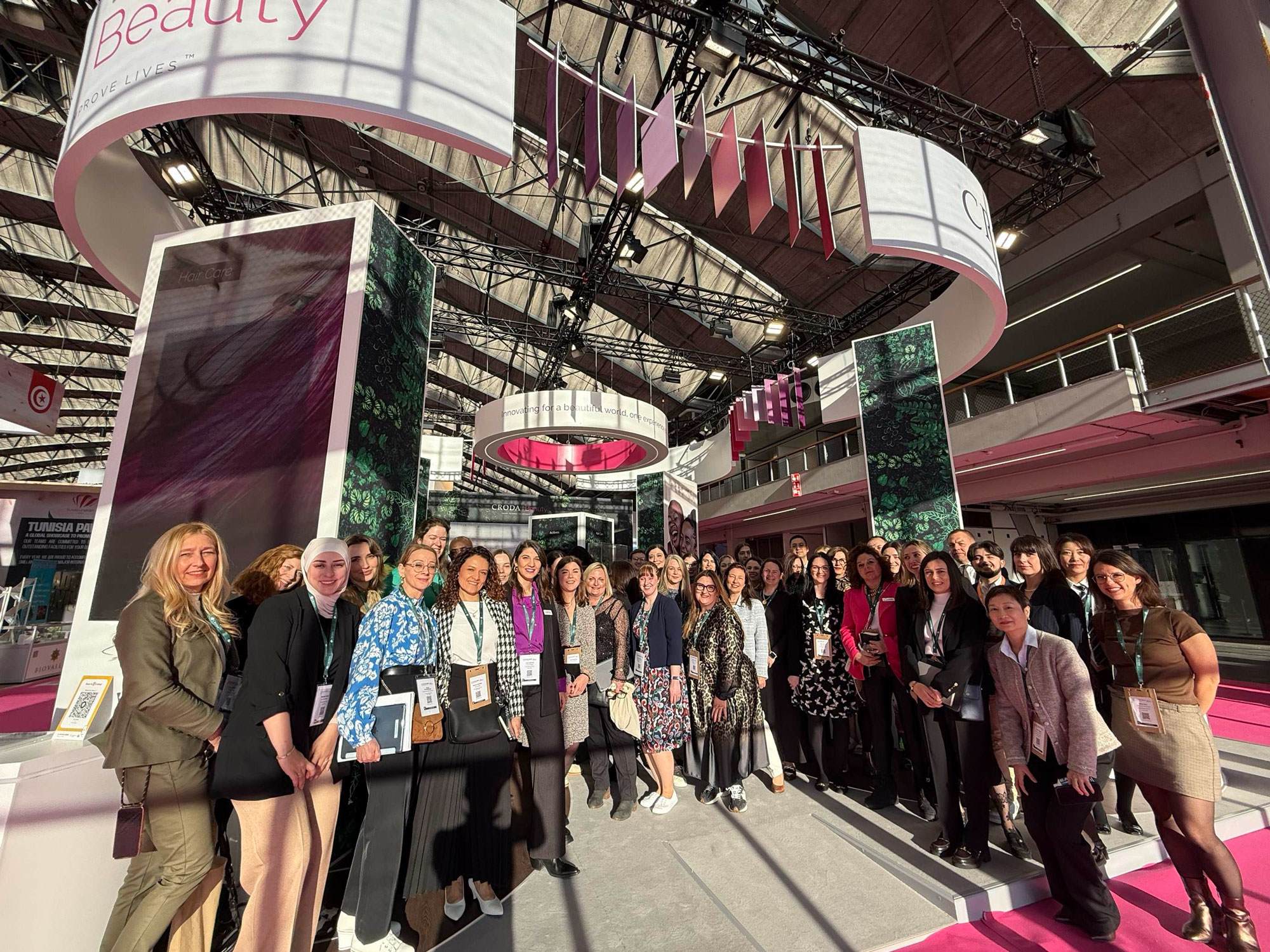 The Croda Beauty team pictured in front of the stand at in-cosmetics global 2025.