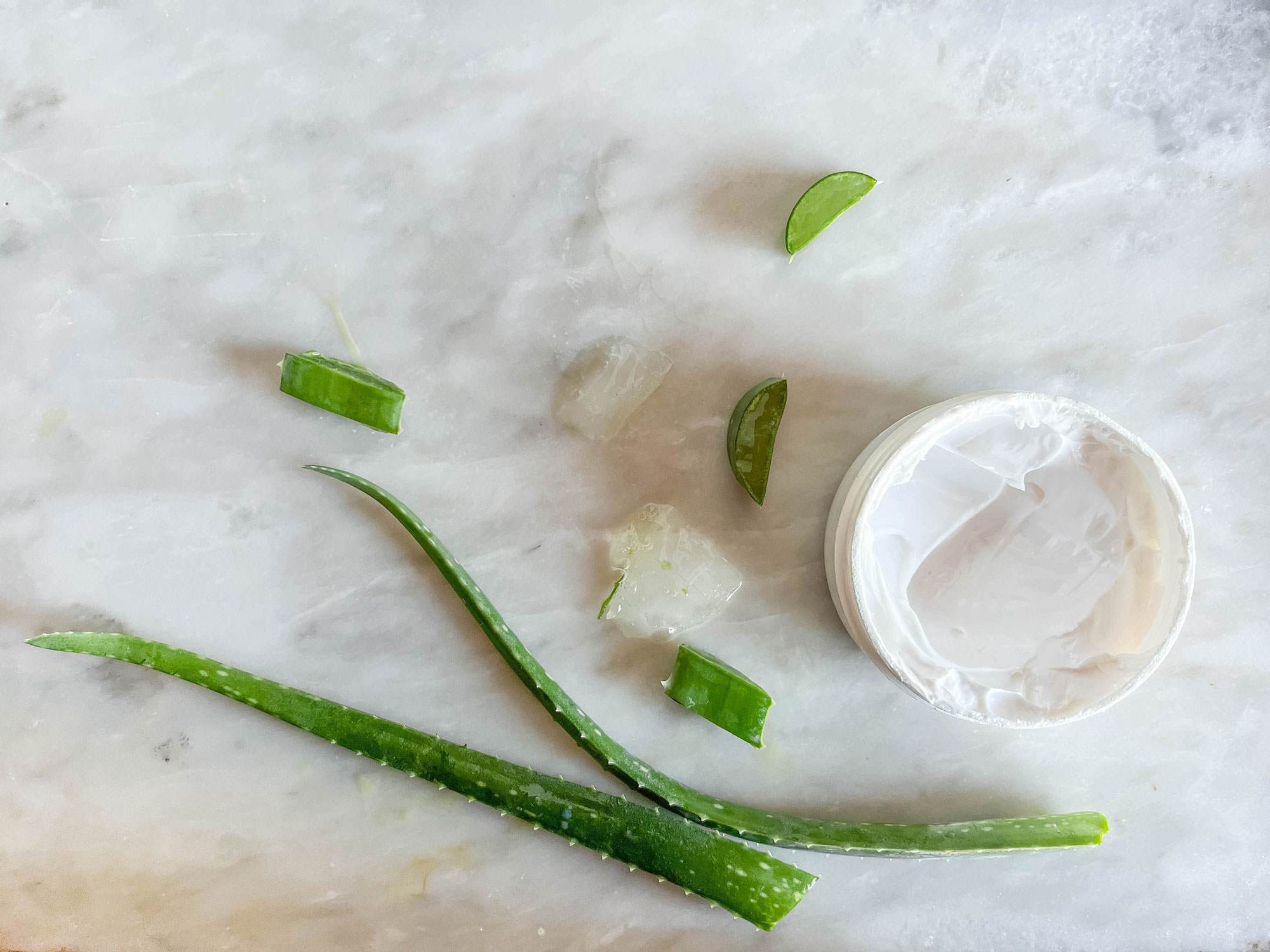 cosmetics aloe leaves sliced