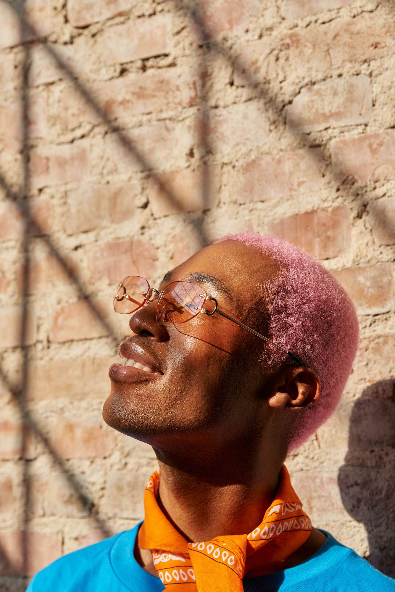 Stylish male with emotive cosmetics