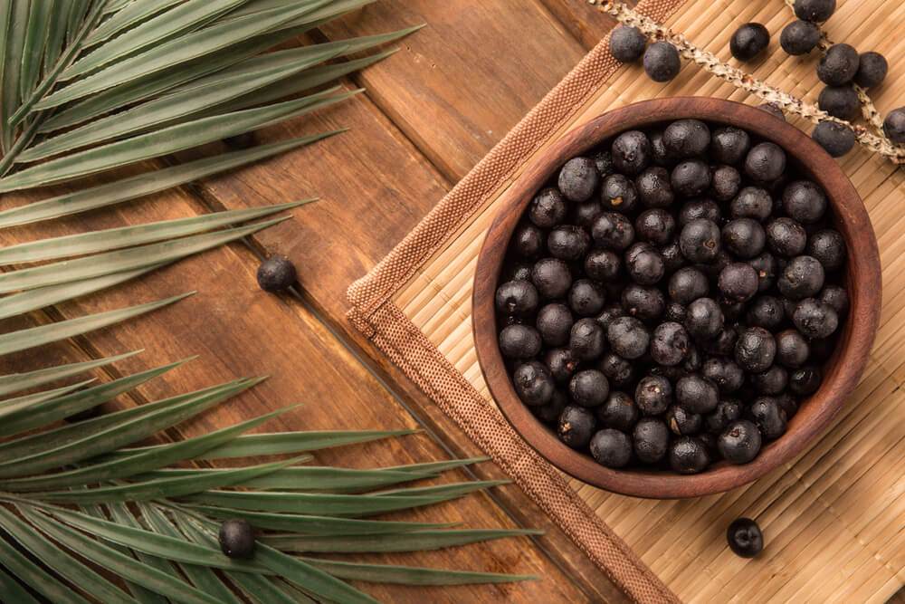 Bowl of acai berries on a table