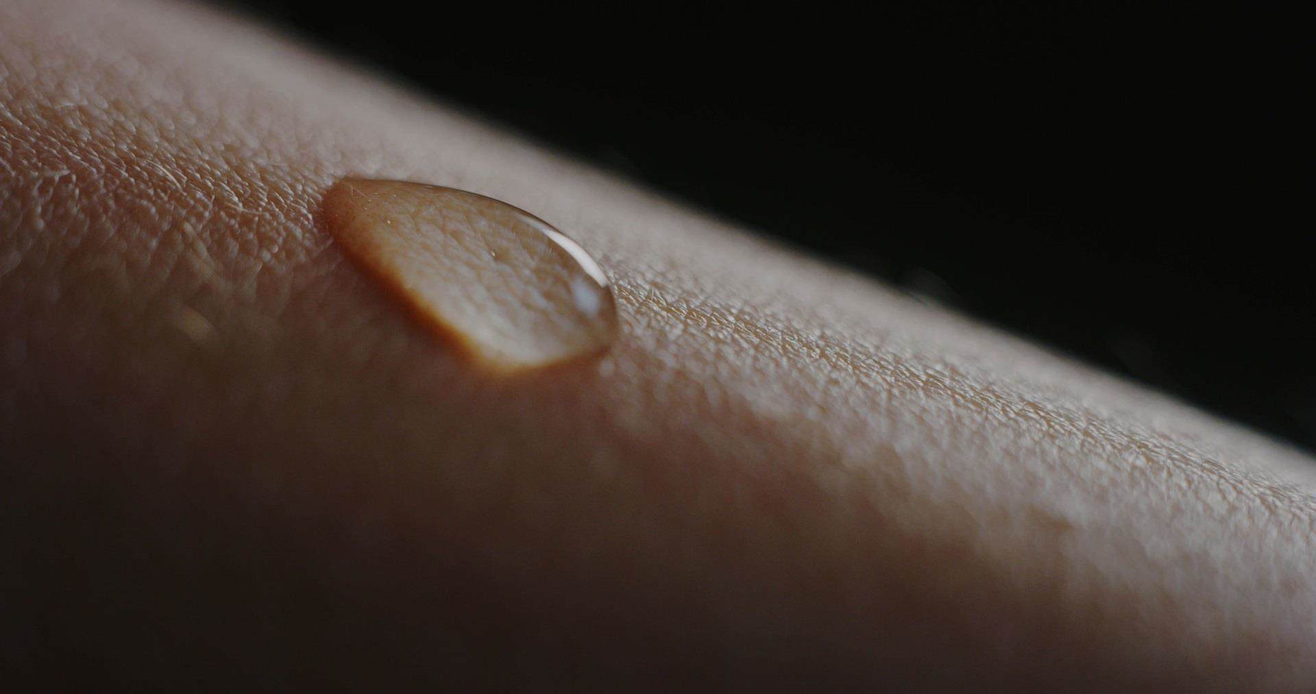 Water droplet on skin