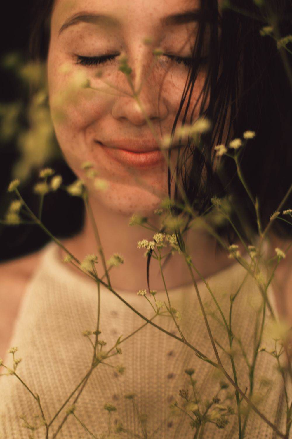 biopolymers woman with plants over face portrait 1 female black hair functional ingredients