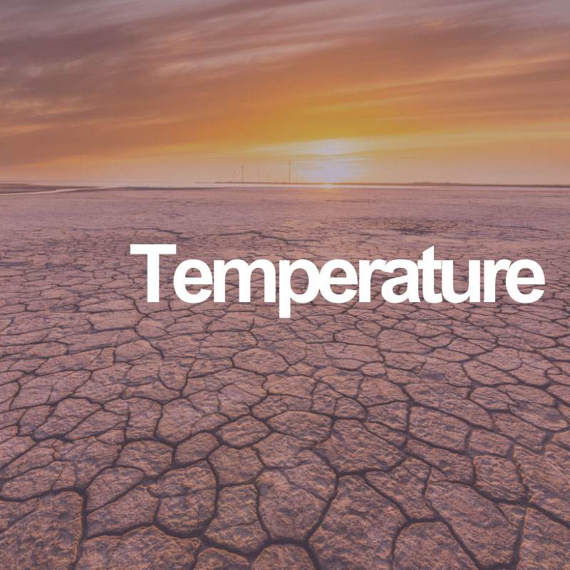Dried up river bed with the word "temperature"
