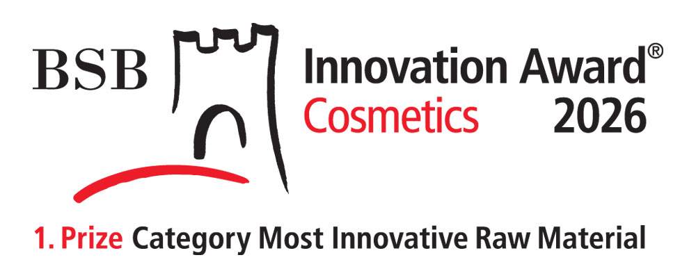 Logo for the BSB Innovation award 2026 cosmetics with copy that reads most innovative raw material