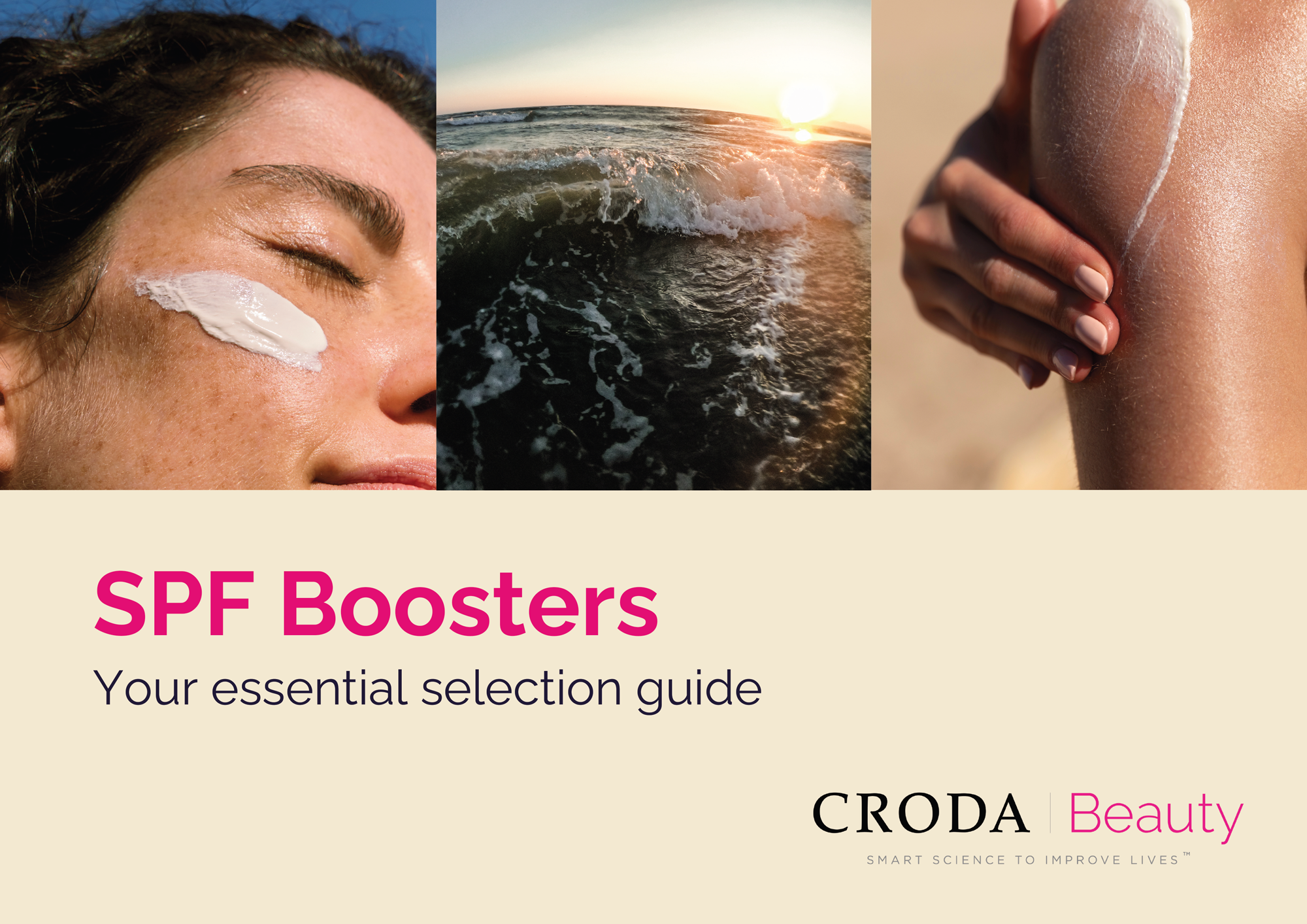 Front cover of the SPF Booster guide with copy that reads "SPF Boosters, your essential selection guide"