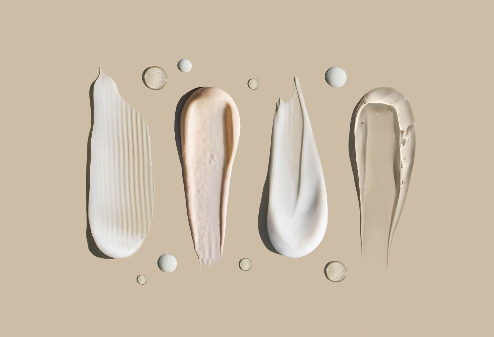A display of different textured creams