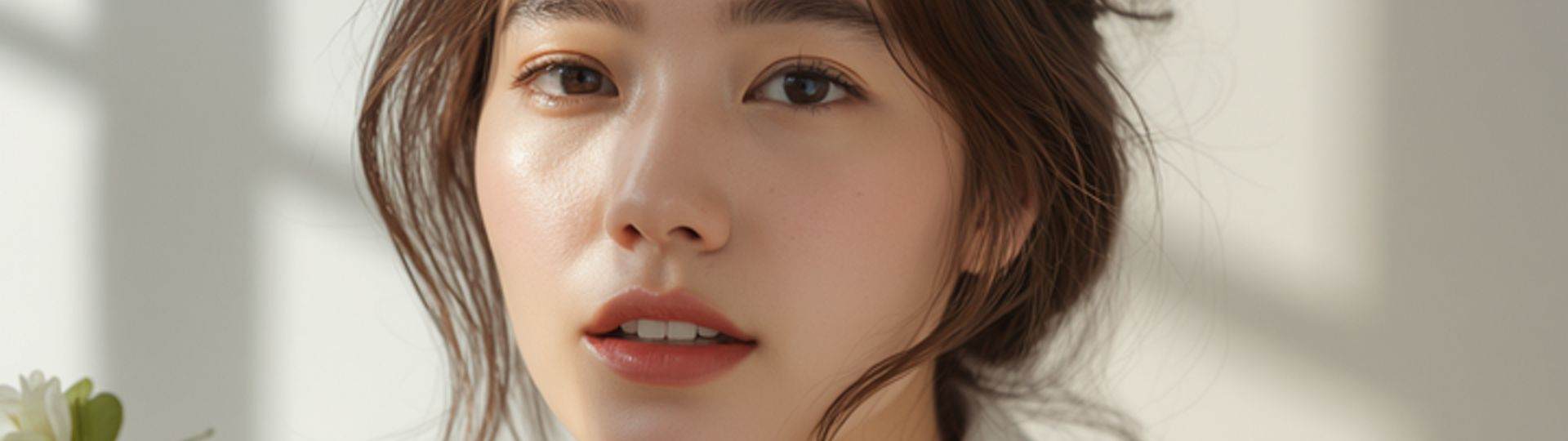 Young Asian woman with a glowing skin, thanks to science-driven beauty ingredients 