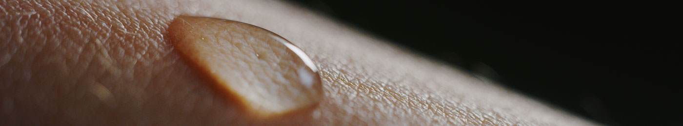 water droplet on skin